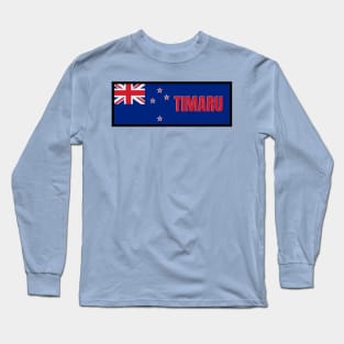 Timaru City in New Zealand Flag Long Sleeve T-Shirt
